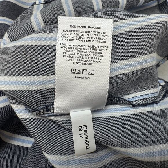 Express Crop Crop Top Sz XS Stripe Gray Blue White Flounce Back Zipper - Picture 9 of 9